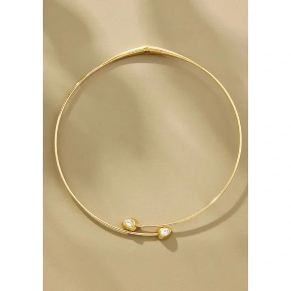 NWT Anthropologie Gold Crystal Open Collar Necklace